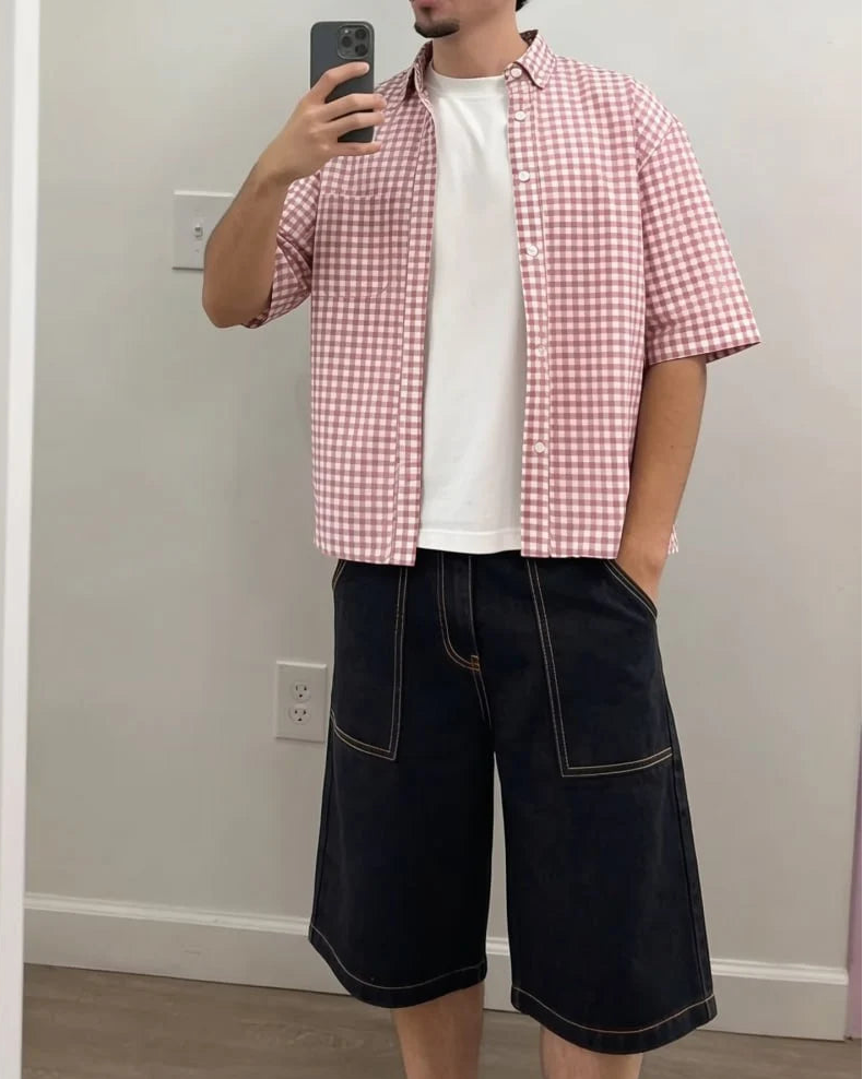 Chemise Cropped + Baggy Denim Jorts