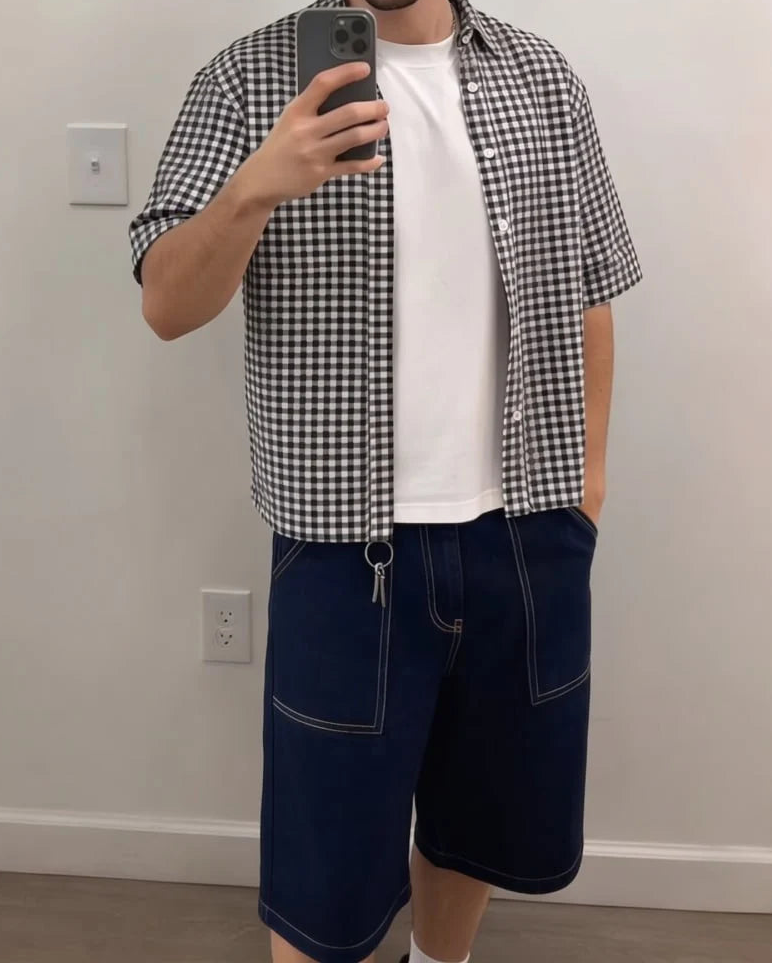 Chemise Cropped + Baggy Denim Jorts