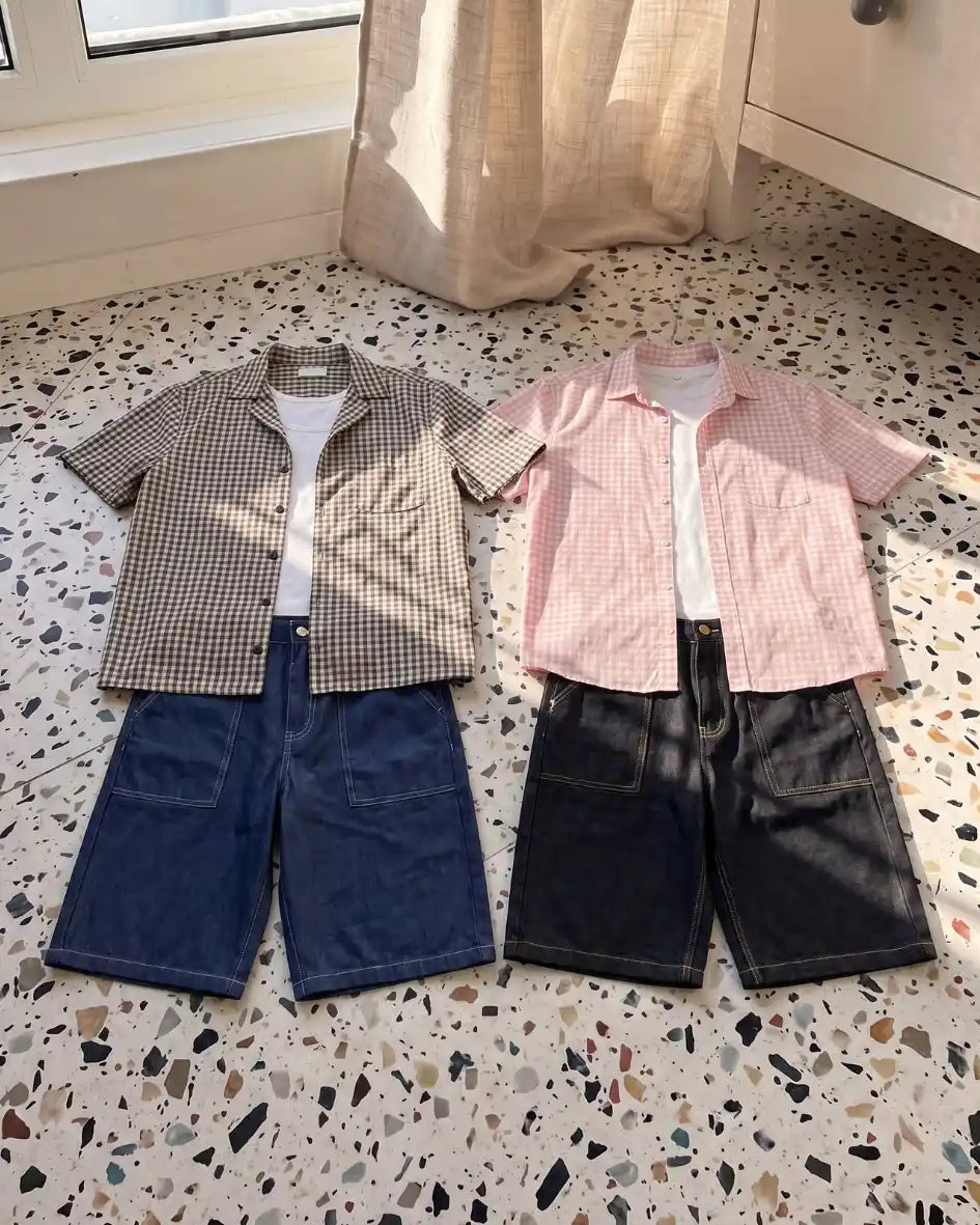 Chemise Cropped + Baggy Denim Jorts